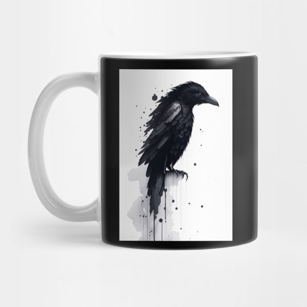 Black Crow on White Background by Jackson Lester